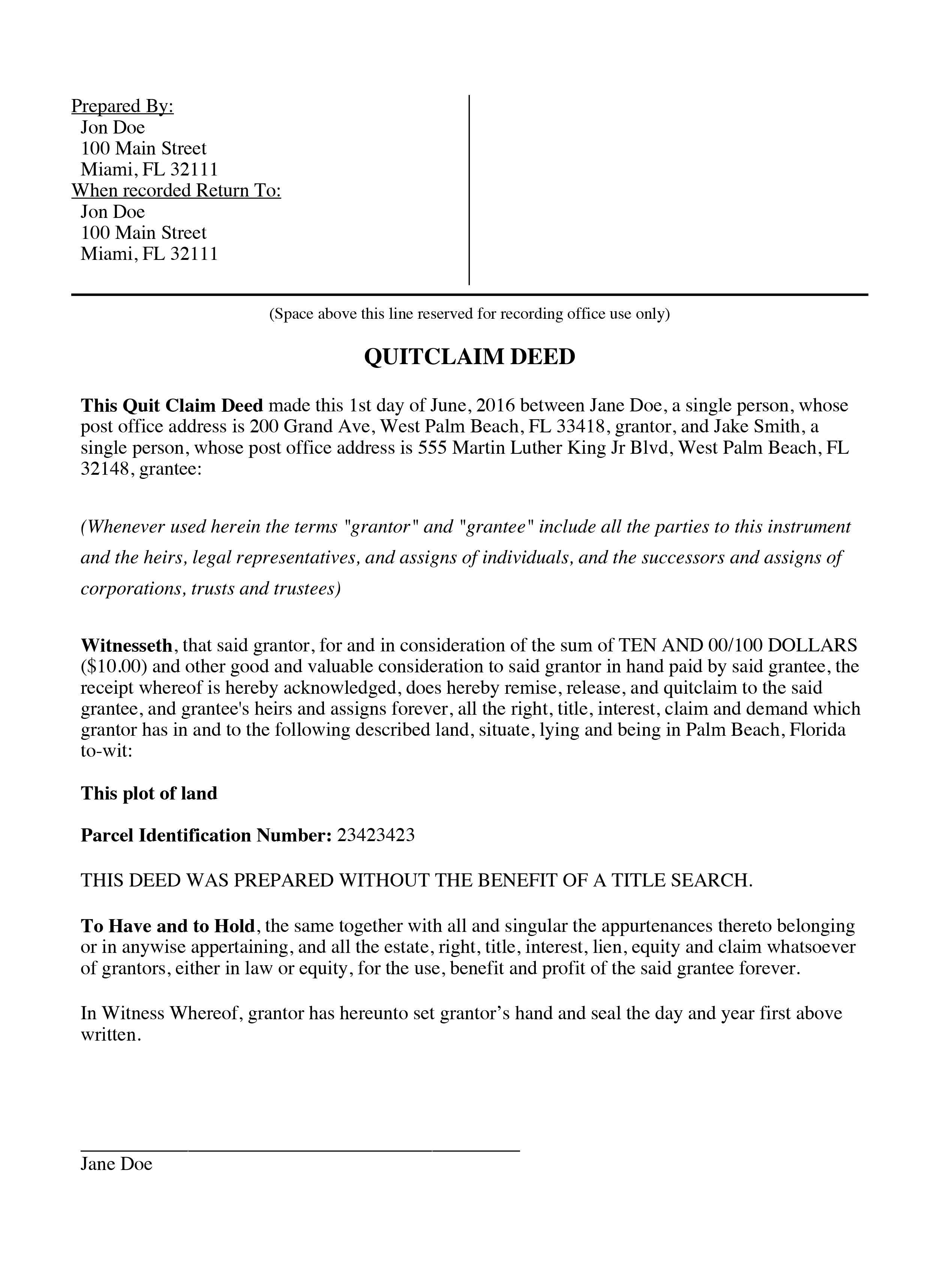 oregon quit claim deed form